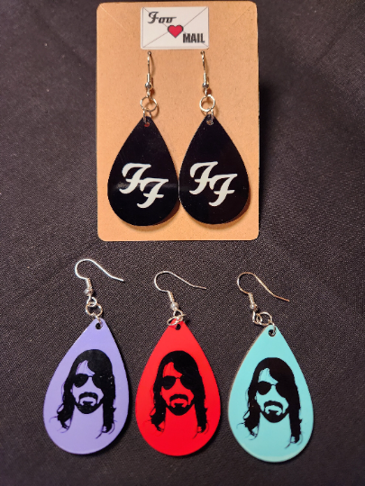 Earrings - Dave Grohl with shades - double sided earrings