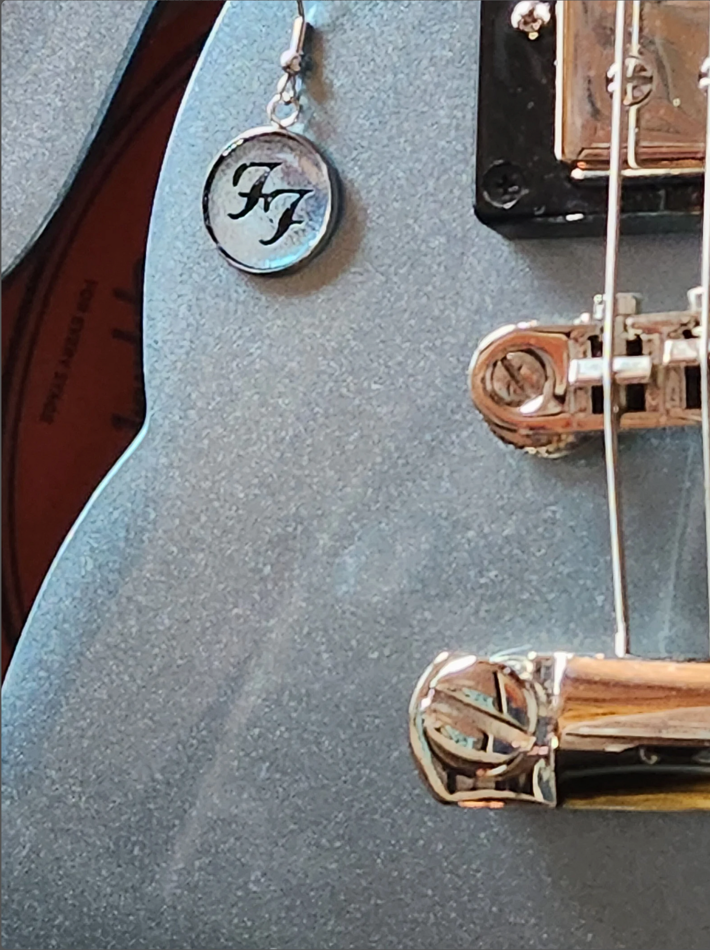 Earrings - inspired by Dave's Pelham Blue Gibson guitar - with or without feathers