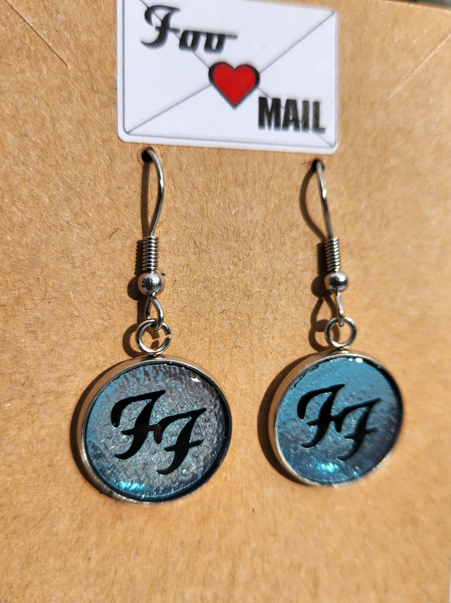 Earrings - inspired by Dave's Pelham Blue Gibson guitar - with or without feathers