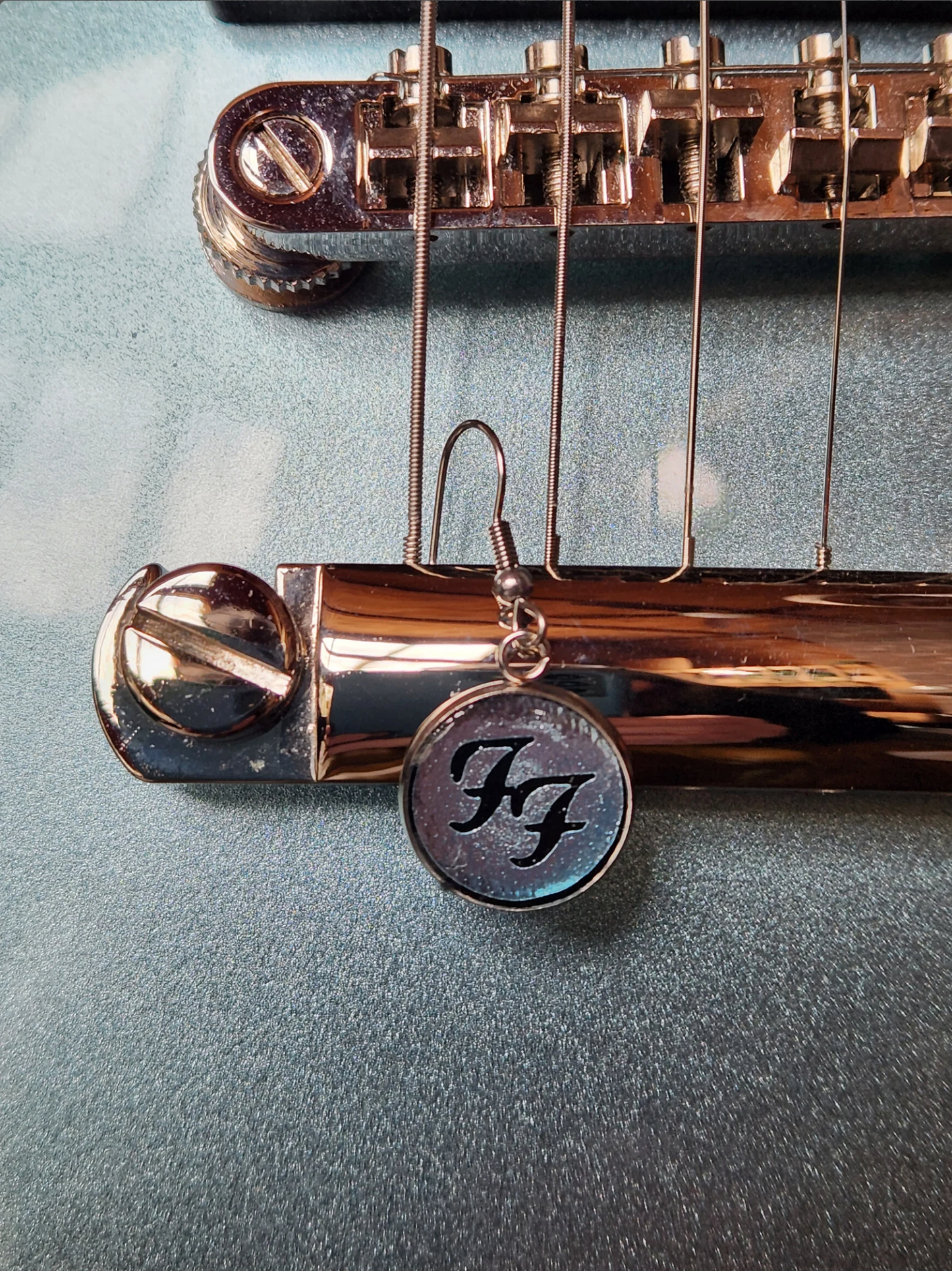 Earrings - inspired by Dave's Pelham Blue Gibson guitar - with or without feathers