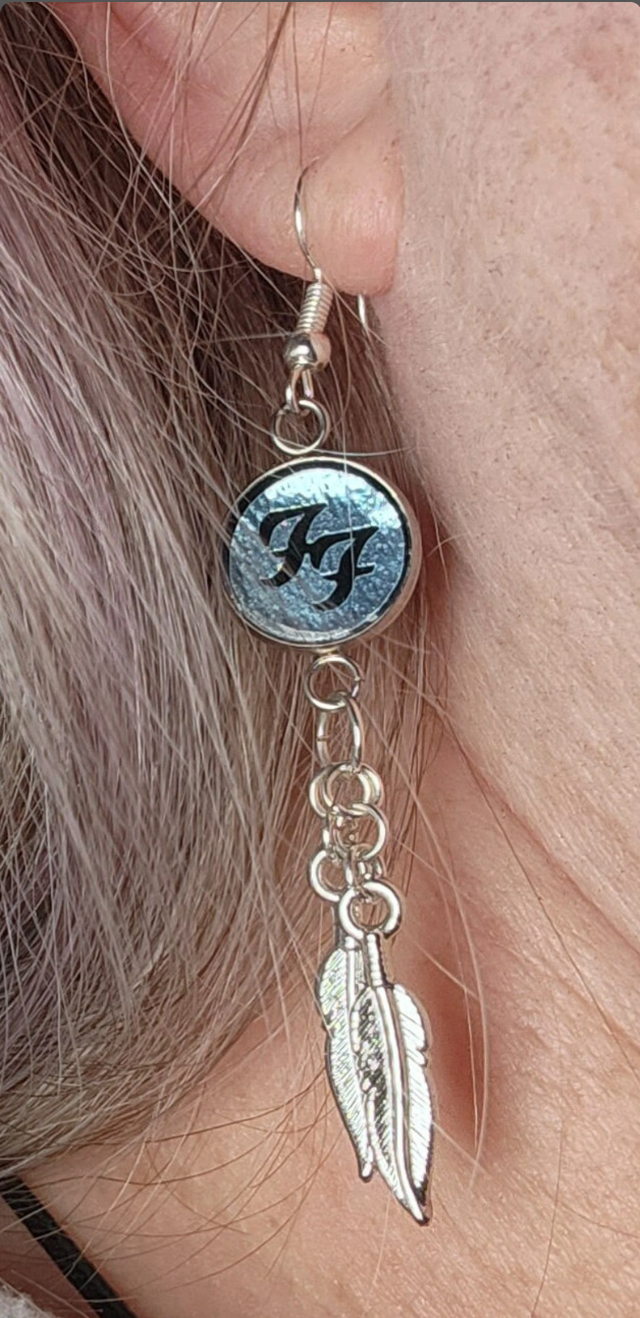 Earrings - inspired by Dave's Pelham Blue Gibson guitar - with or without feathers