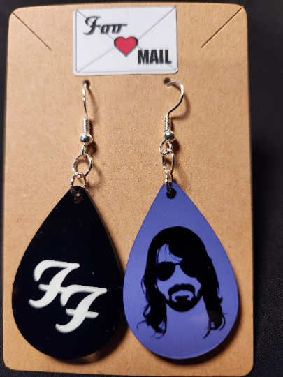 Earrings - Dave Grohl with shades - double sided earrings