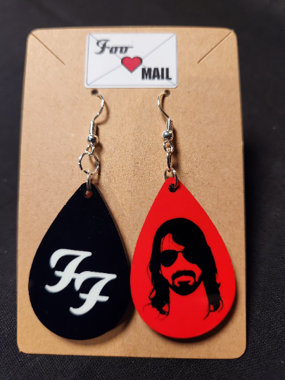 Earrings - Dave Grohl with shades - double sided earrings