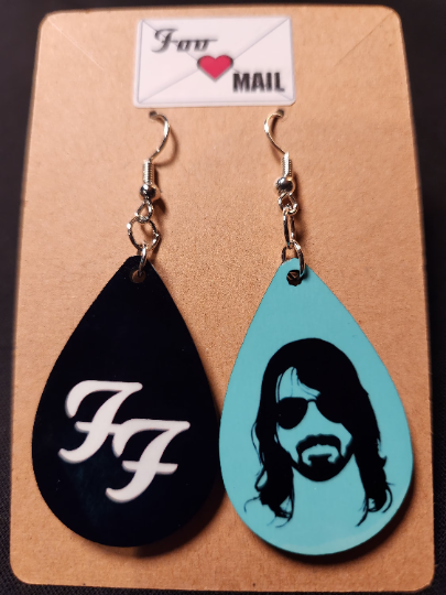 Earrings - Dave Grohl with shades - double sided earrings